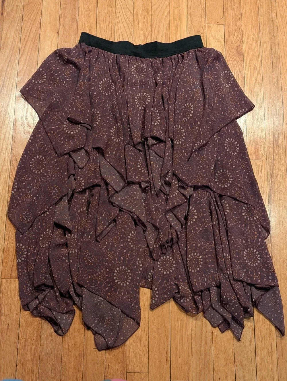 Free People Georgette Handkerchief Tiered Boho Skirt